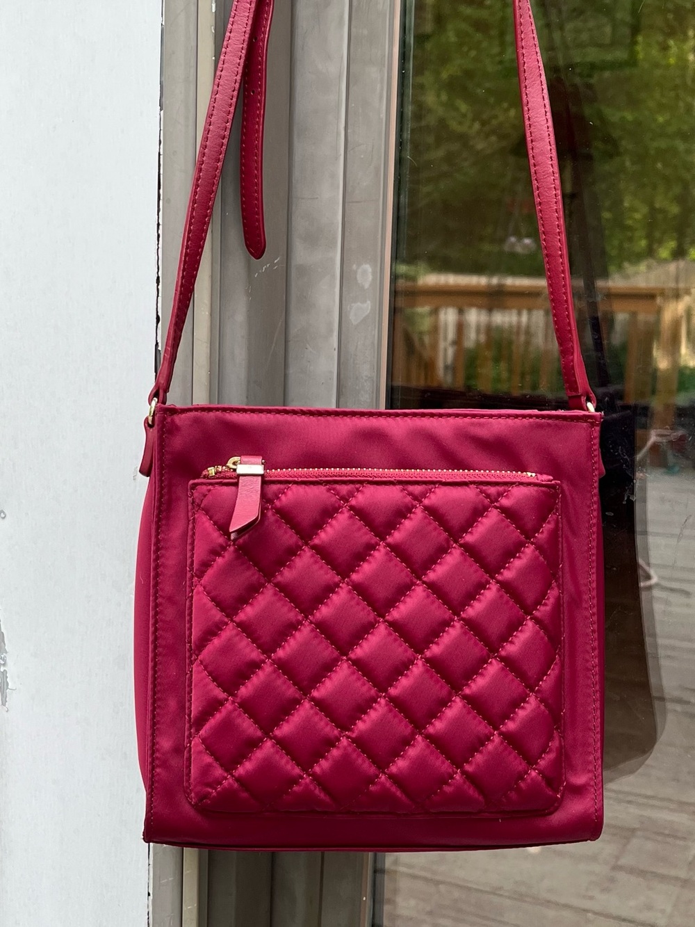 Talbots quilted satin crossbody bag burgundy/maroon